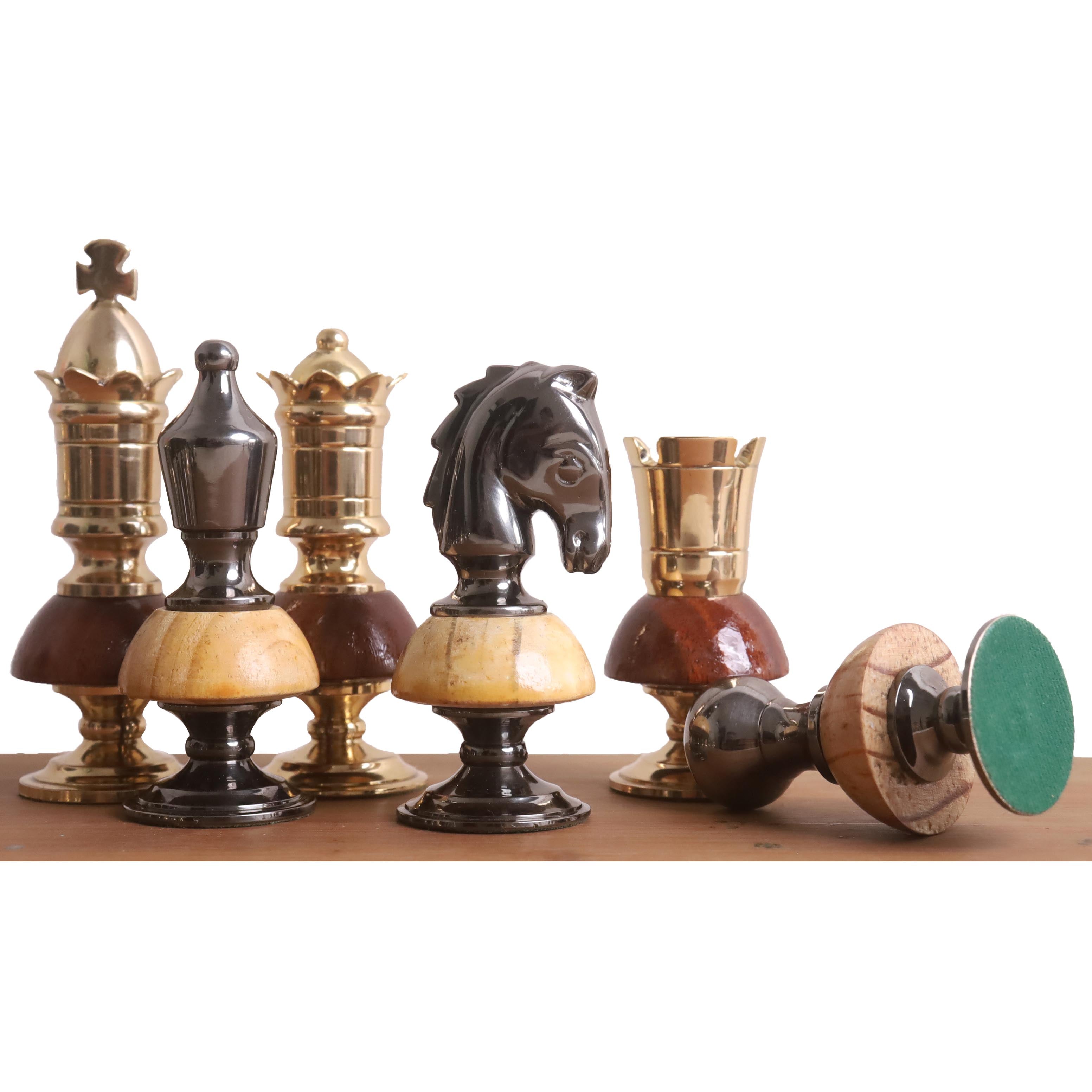Metallic Gold and Grey chessmen with a 94mm king