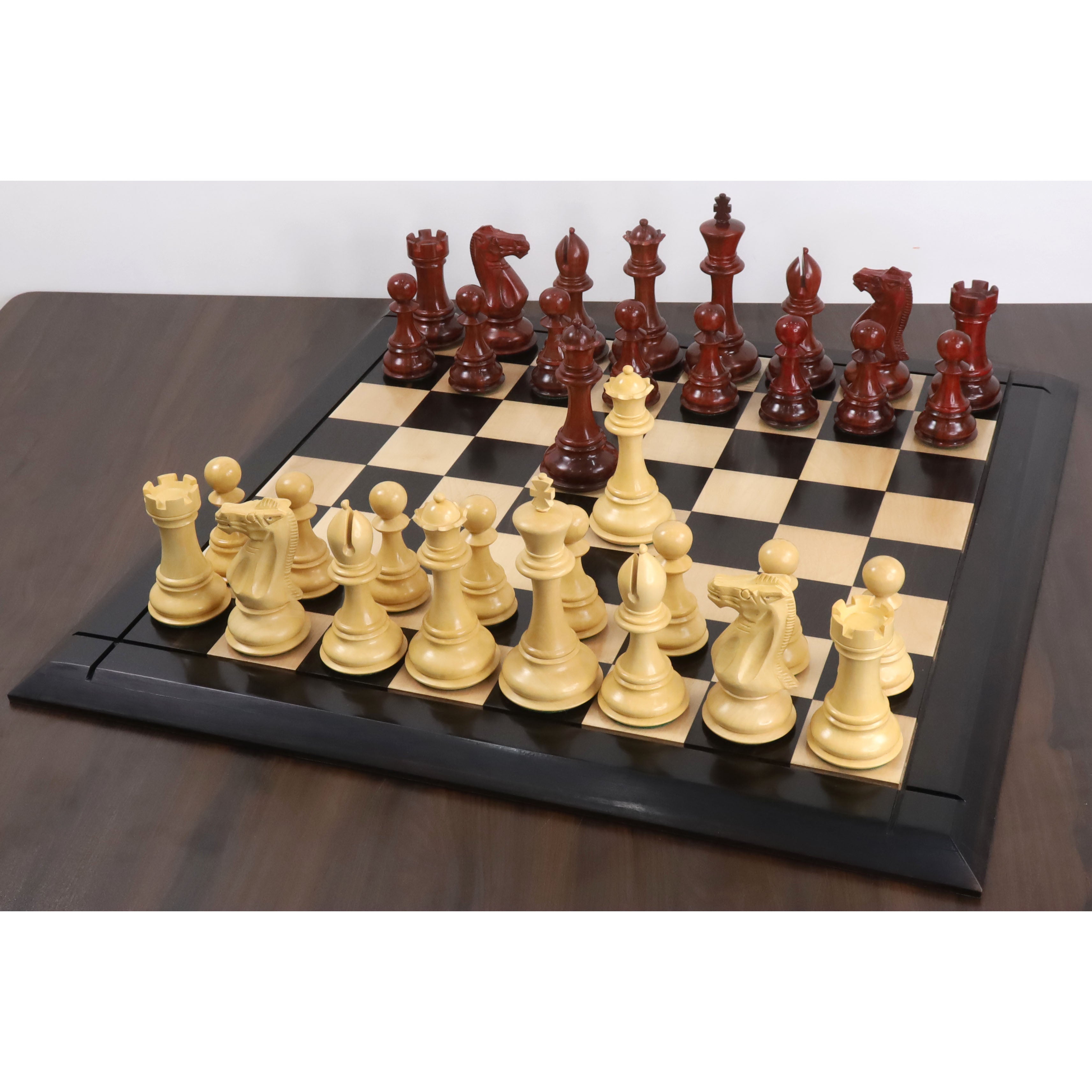 Jumbo Pro Staunton chess pieces in bud rosewood, 159mm king