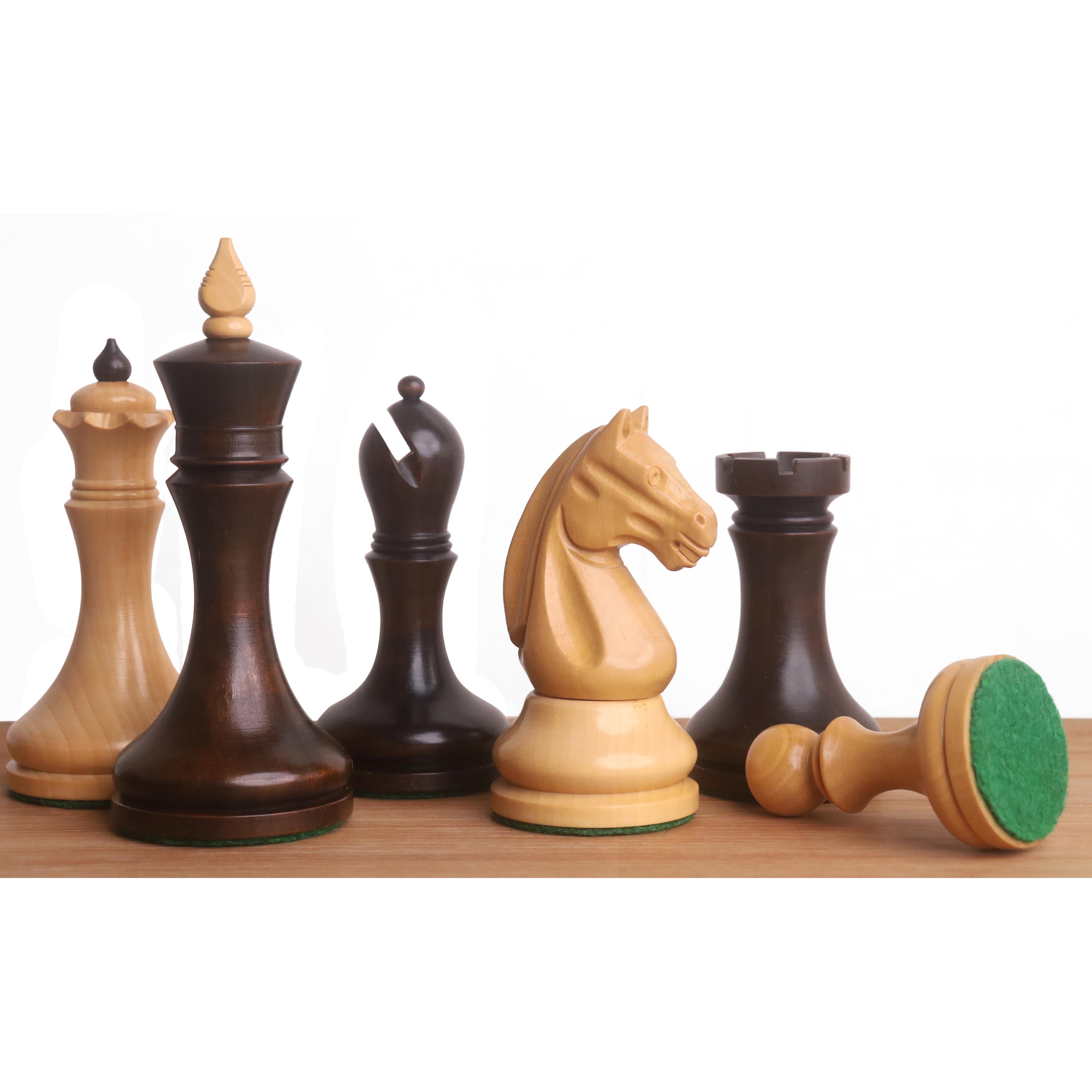Candidates Series Minimalist Mahogany Stained Boxwood 96mm Chess Pieces