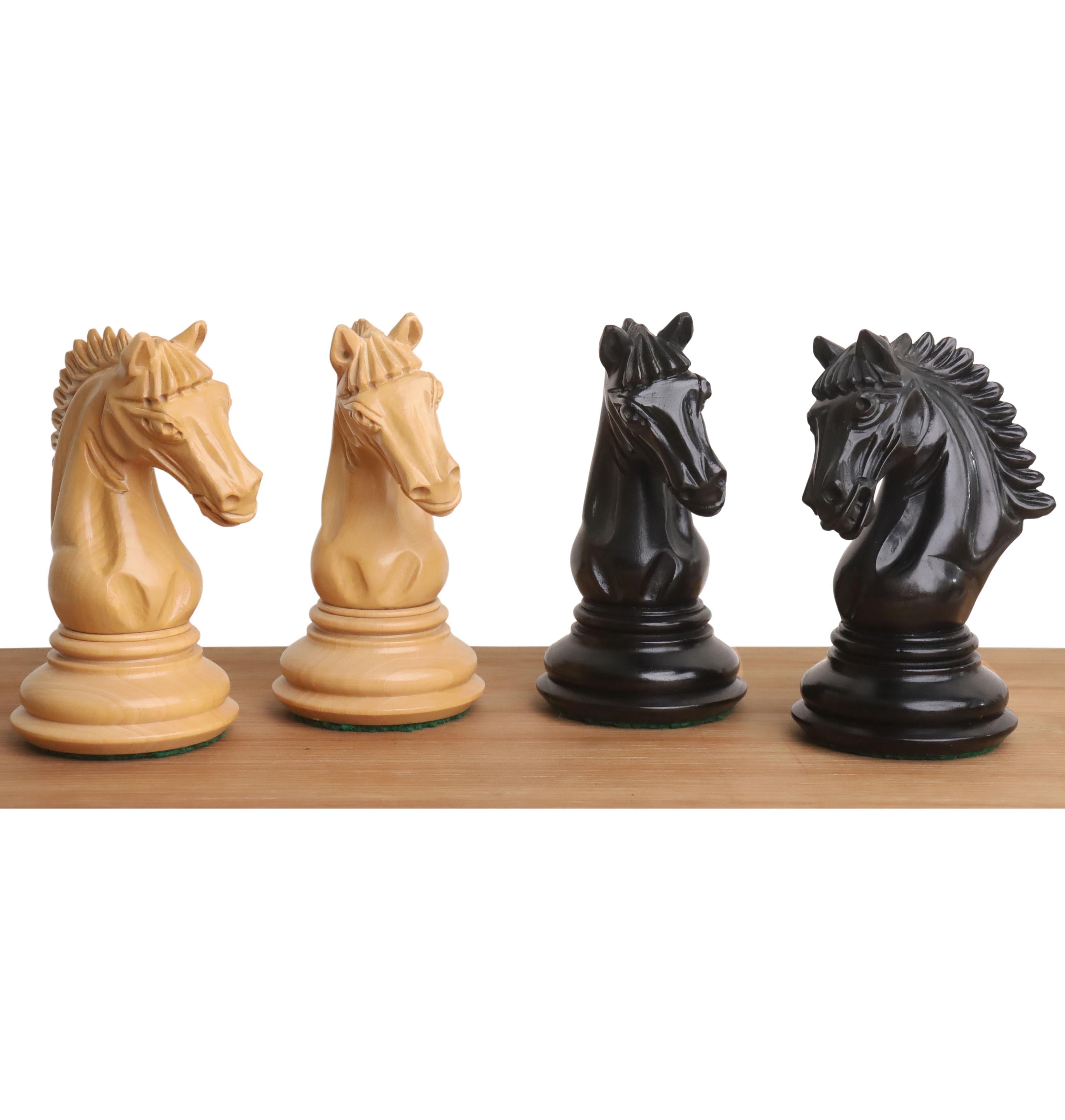 Tilted Knight Staunton chess pieces in ebony wood, 109mm king