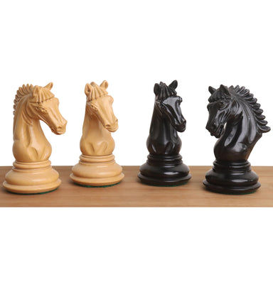 Tilted Knight Staunton chess pieces in ebony wood, 109mm king