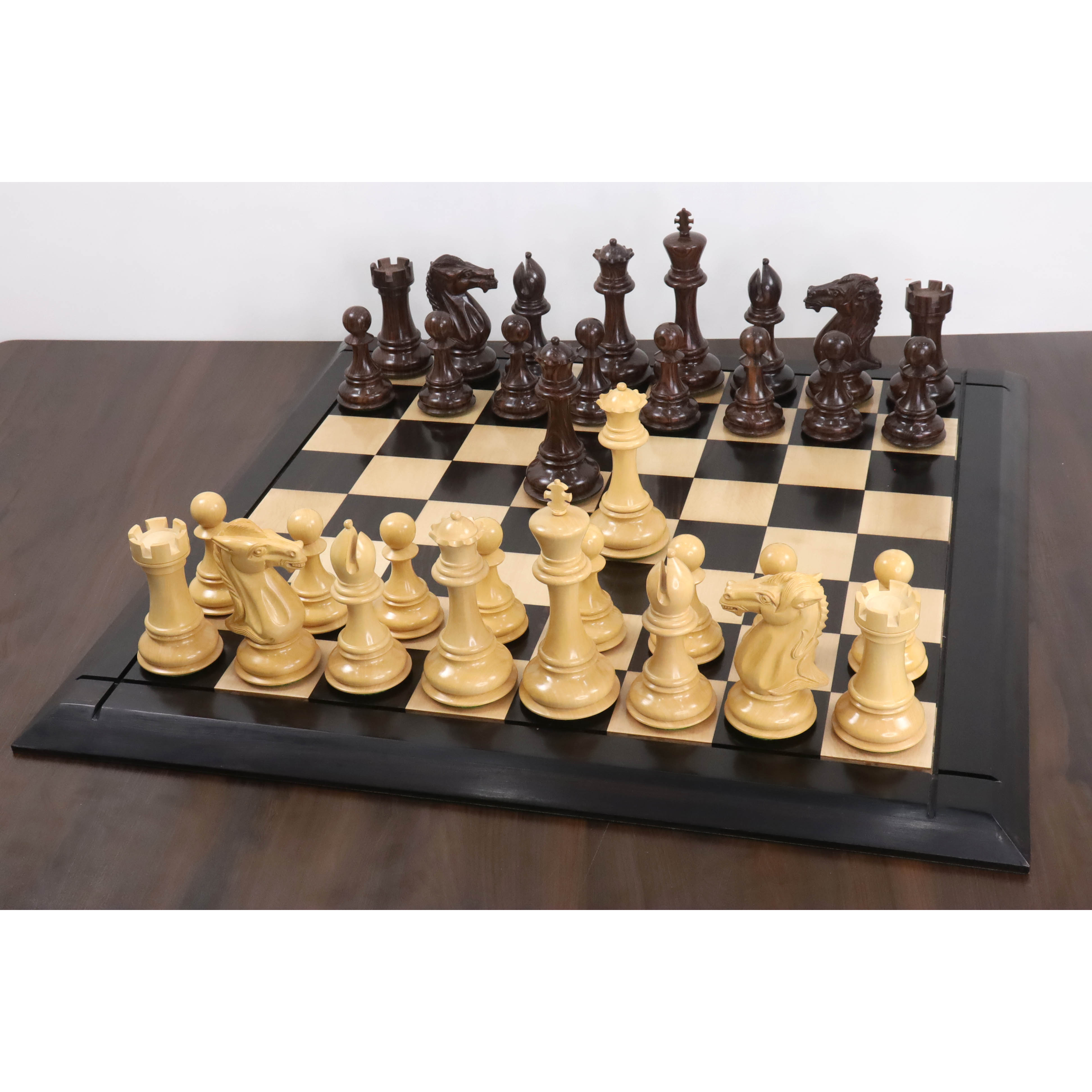 Mammoth Staunton chess pieces in rosewood, 156mm king