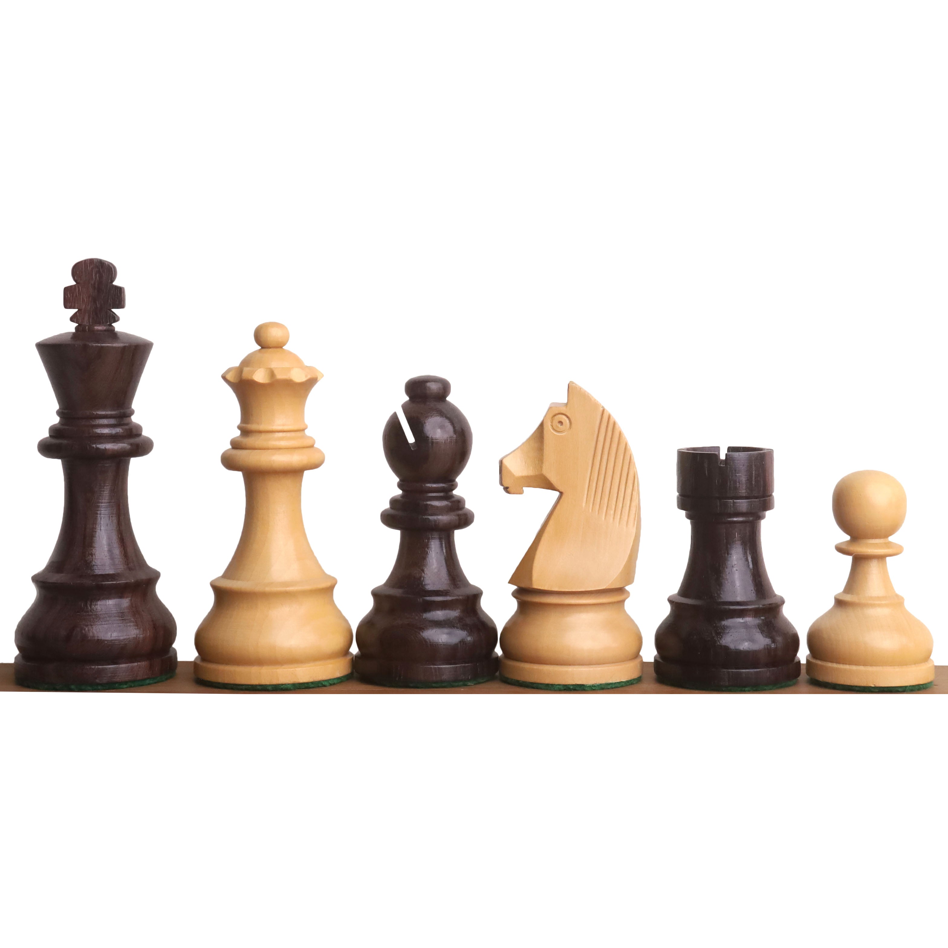 Rosewood chessmen with a 96mm king