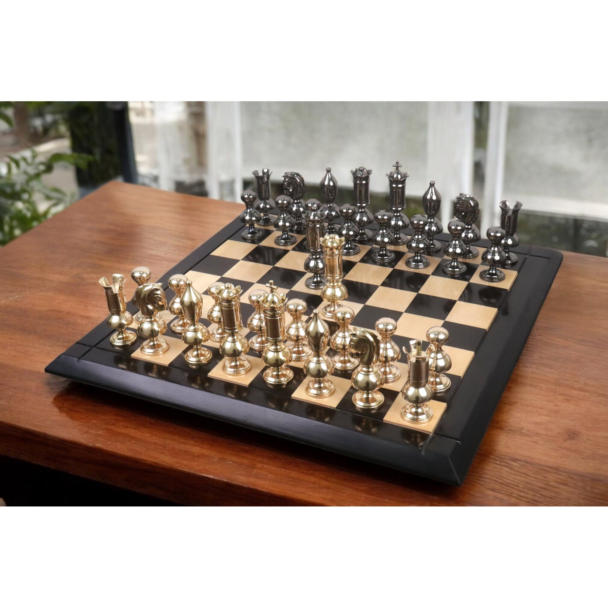 Metallic Grey and Metallic Gold chessmen, 152mm king