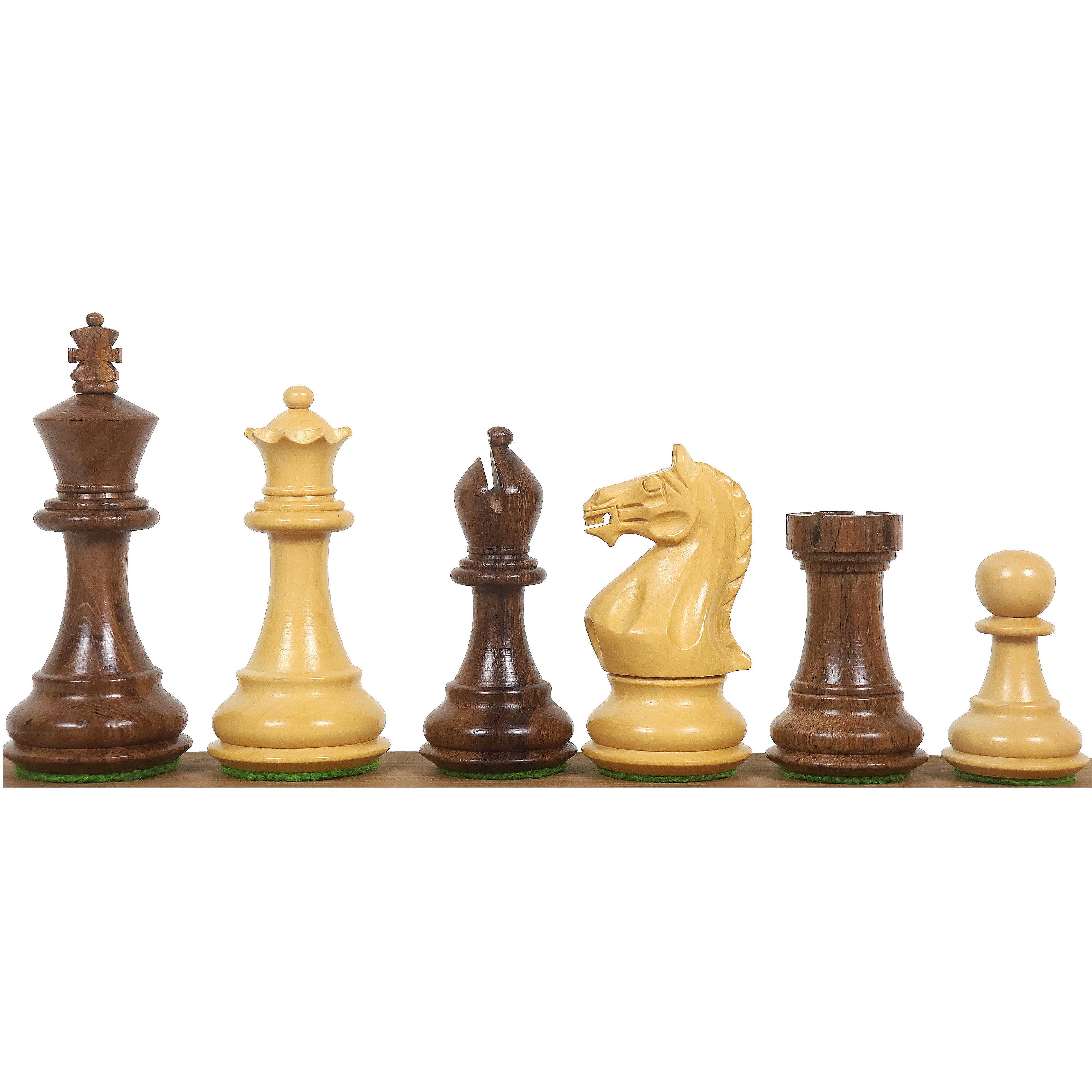 Queens Gambit Staunton Golden Rosewood 93mm Chess Pieces