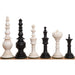 Turkish Tower Pre-Staunton chess pieces in black & white camel bone, 118mm king