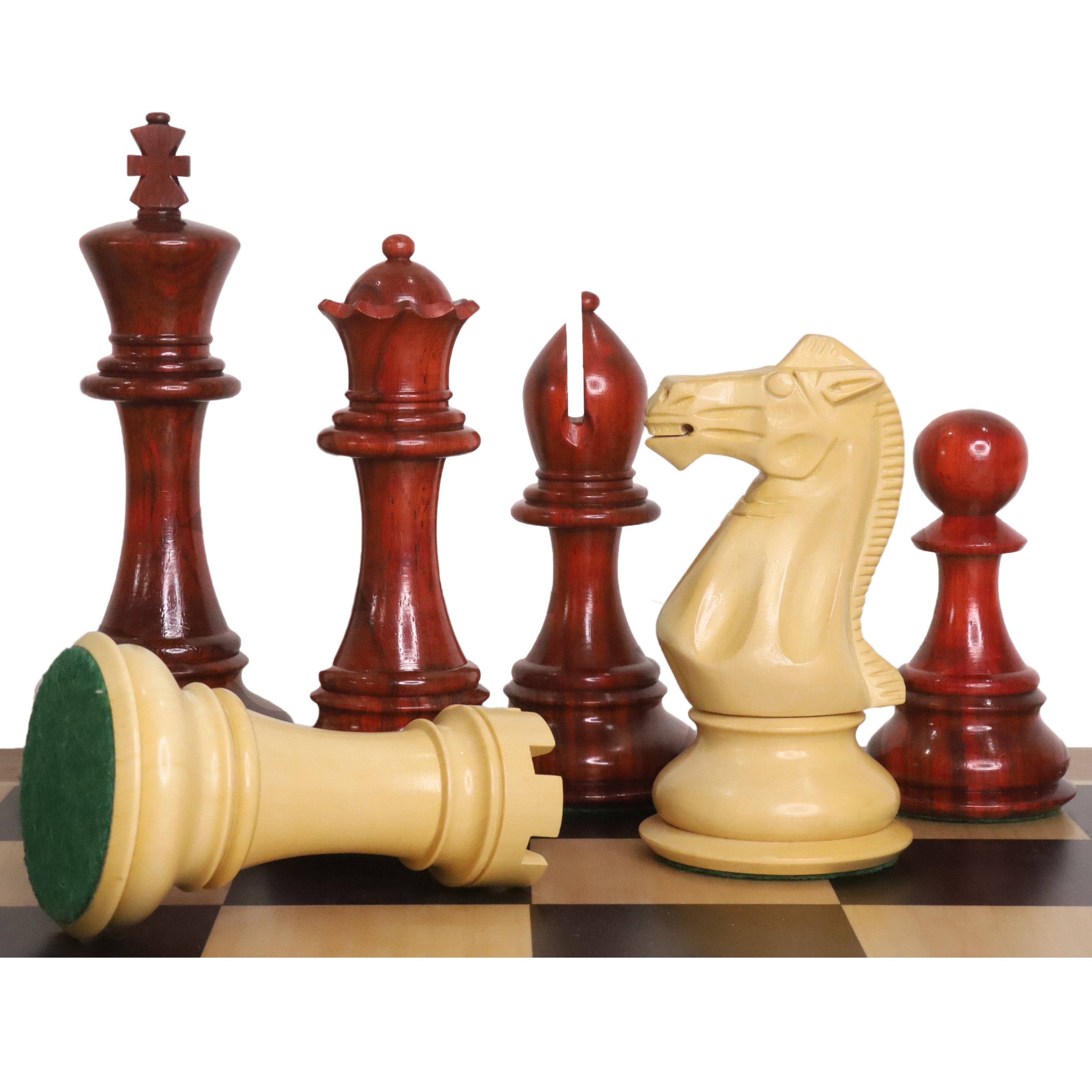 Jumbo Pro Staunton chess pieces in bud rosewood, 159mm king