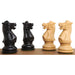Ebonised boxwood and boxwood British Staunton chessmen
