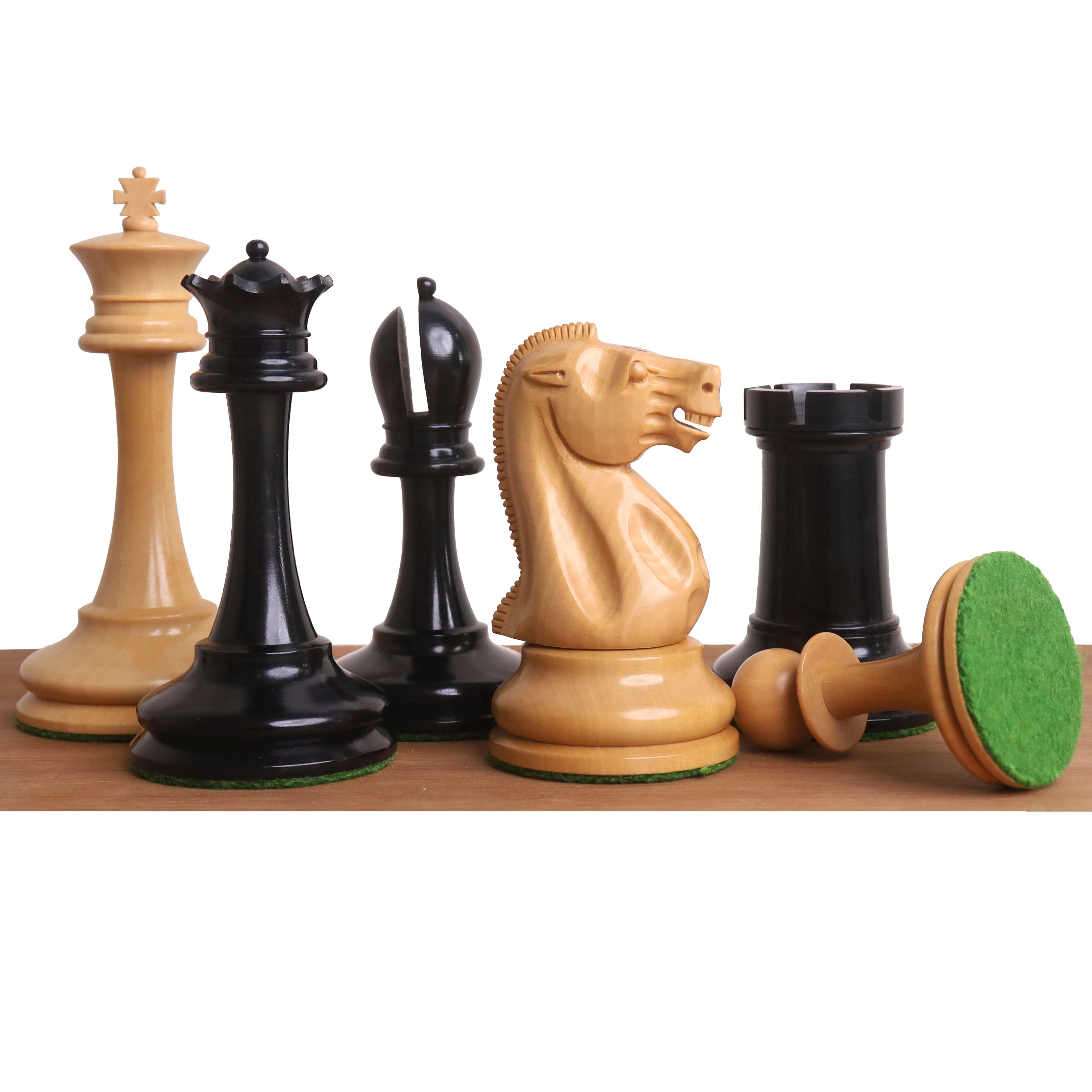 Ebony & Boxwood chessmen with a 107mm king