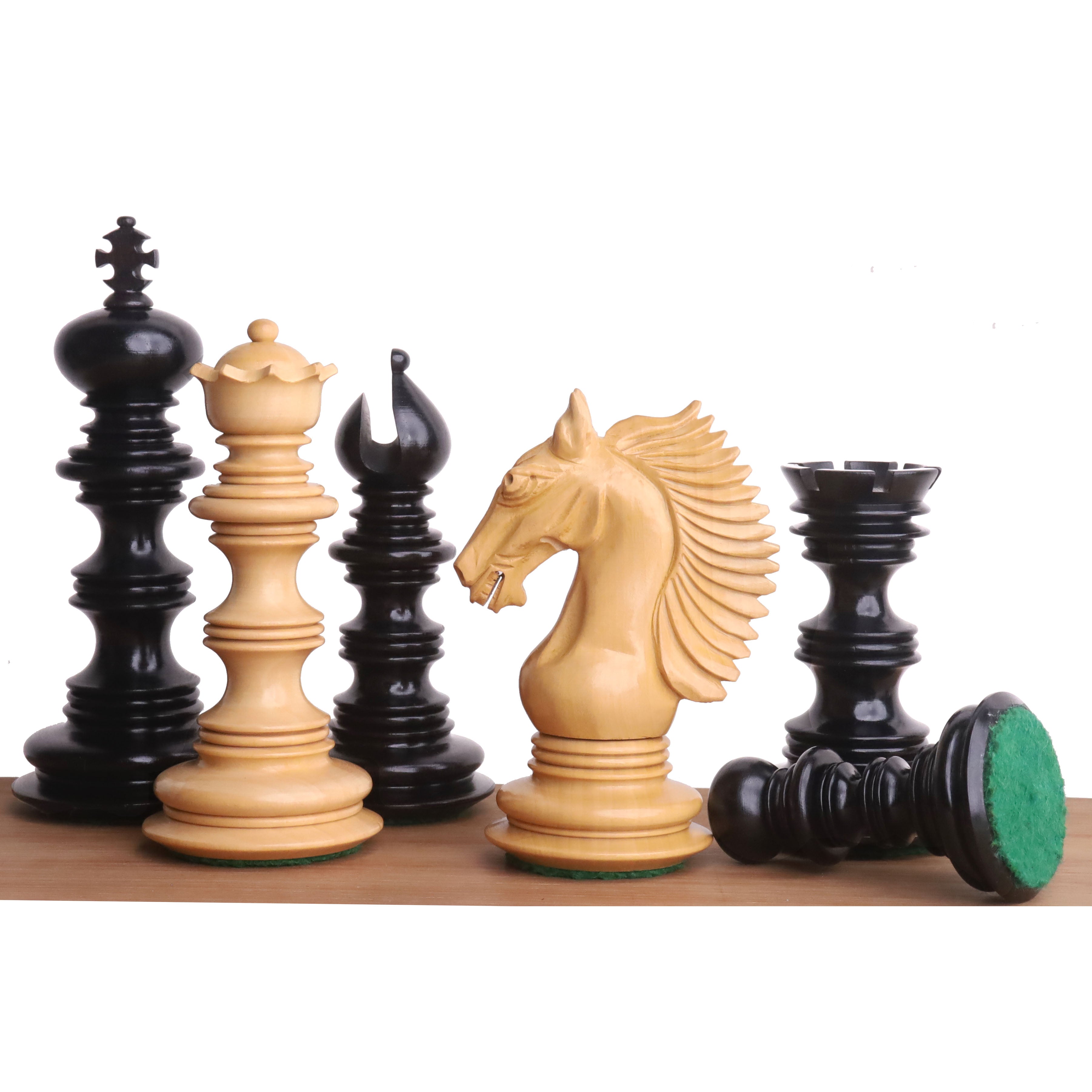 Ebony Wood chessmen with a 115mm king