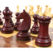 Mahogany Stained Boxwood and Boxwood chessmen with a 100mm king