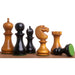 English Dublin Pattern Ebonised & Antiqued Boxwood 91mm Chess Pieces