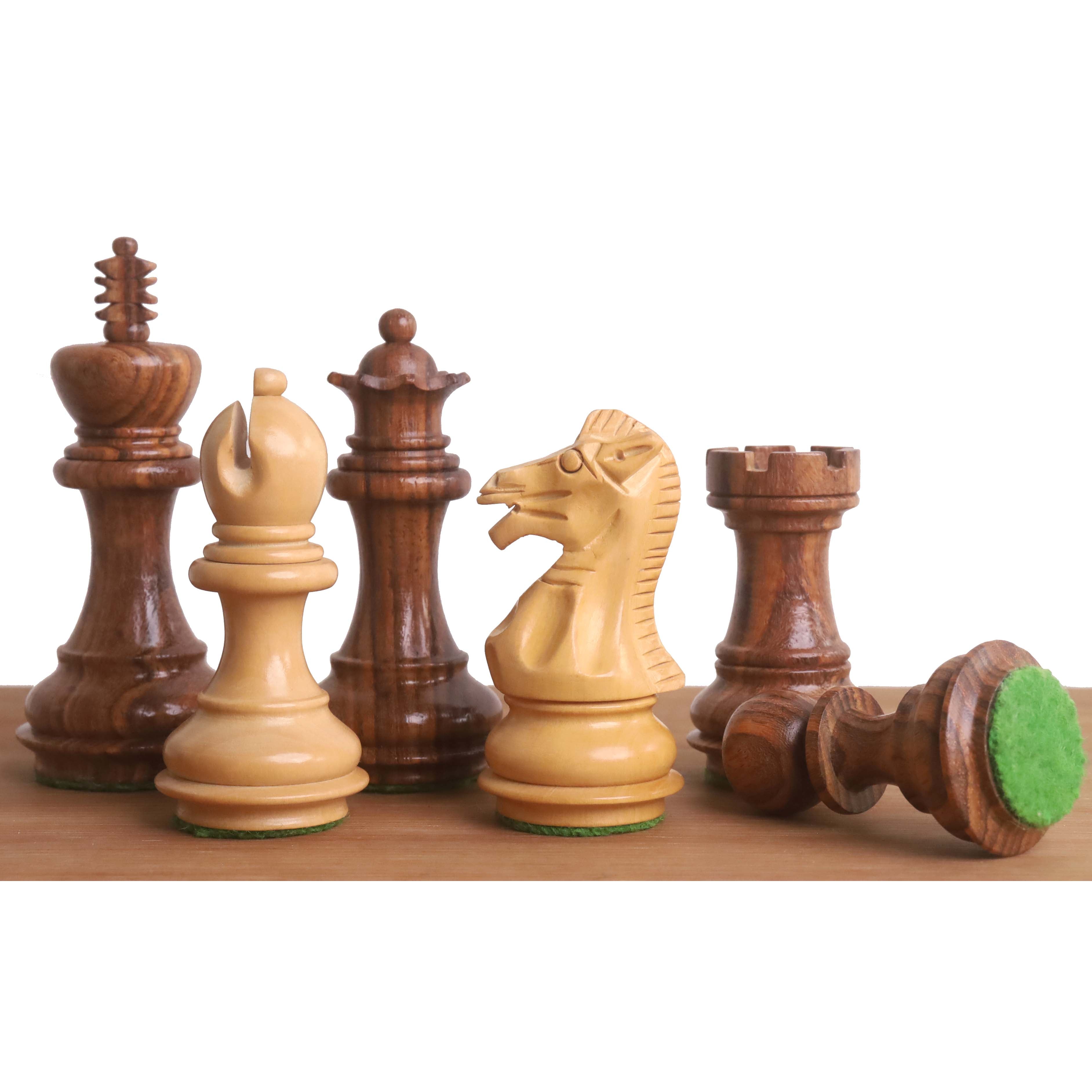 Golden Rosewood chessmen with an 81mm king