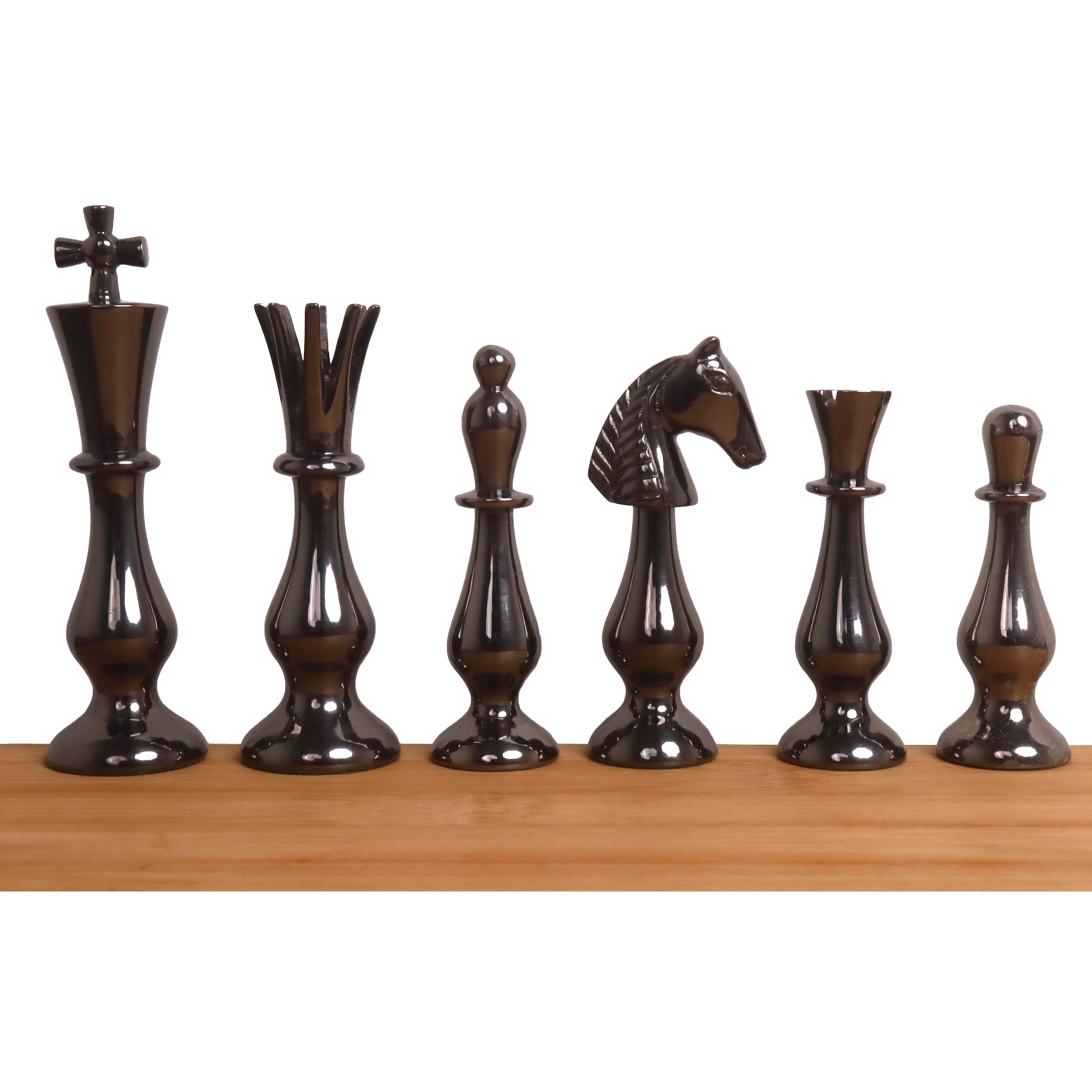 34 piece chessmen set in Metallic Grey and Metallic Gold