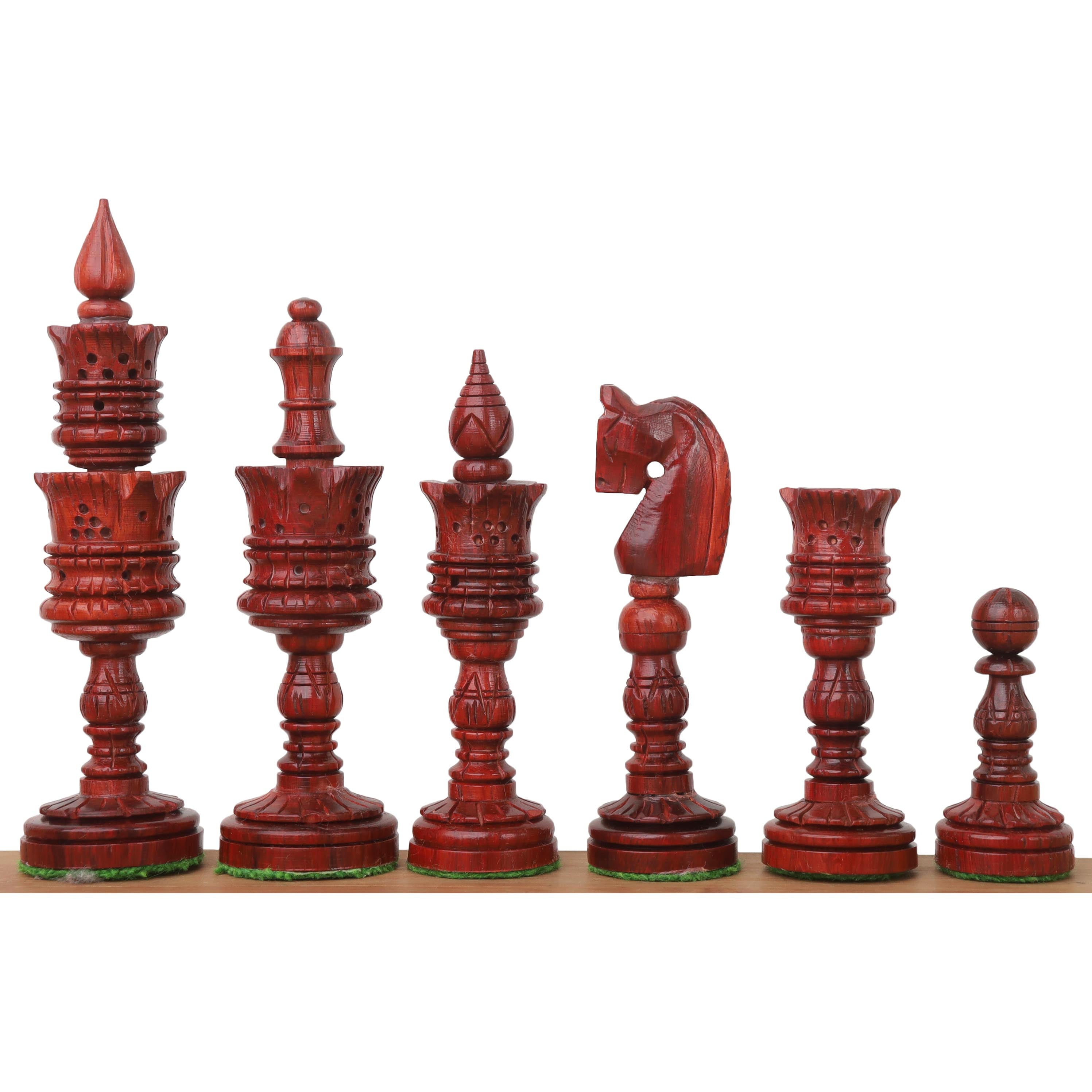 Bud rosewood and boxwood Hand Carved Lotus Series chessmen