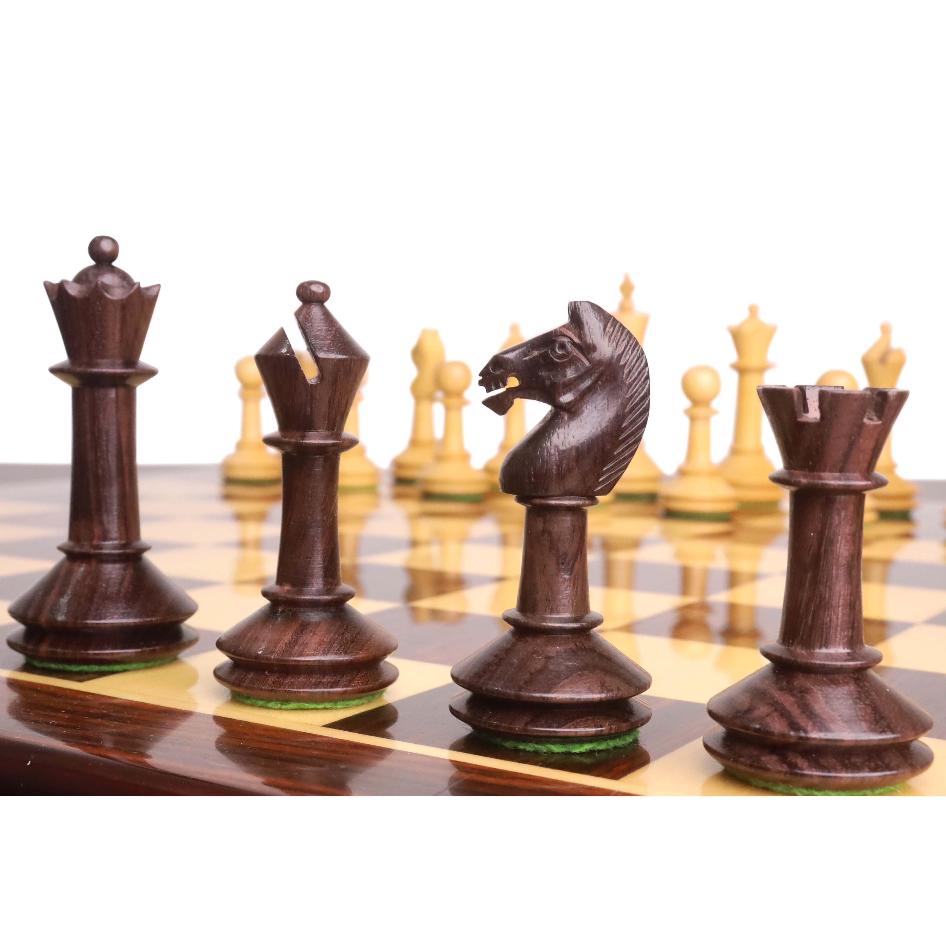 Miniature Minimalist Rosewood 88mm Chess Pieces