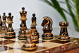 Lacquered burnt boxwood Dubrovnik chessmen, double weighted with felt bases