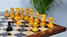 1904 Cambridge Springs wooden chess pieces, 101mm king, Ebonised finish