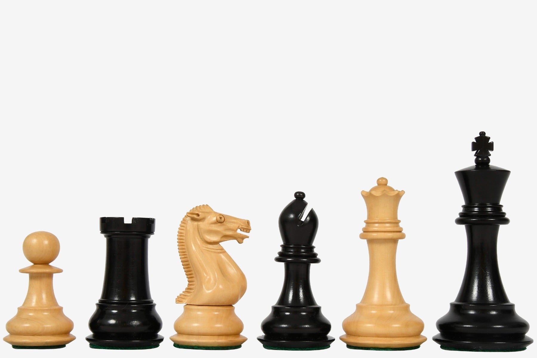 Sterling Chess Modern Staunton chess pieces in genuine ebony and boxwood, 95mm king