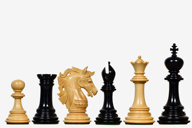 Sterling Chess Crown Heritage Series chess pieces in ebony and natural boxwood, 111mm king