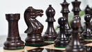 Knight carving detail on the Pro Tournament Staunton chess pieces in Indian rosewood and boxwood