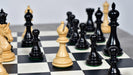 Hand carved knight detail on the Shera Series Staunton V2.0 Ebonised chess pieces