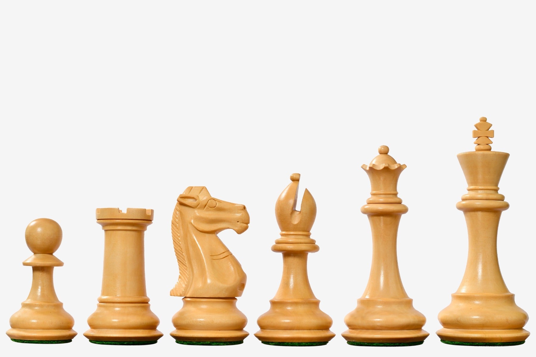 Genuine ebony chess pieces with a 98mm king and weighted felted bases