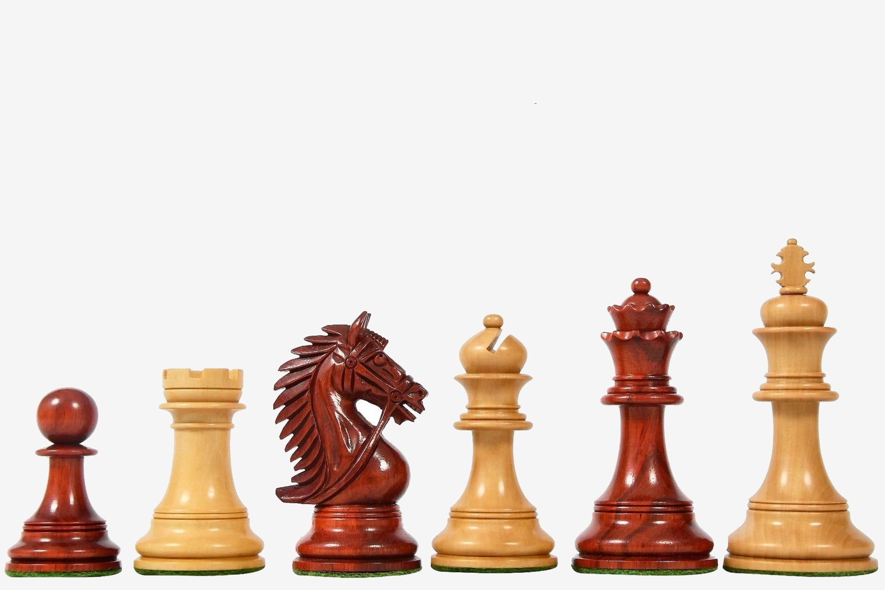 Sterling Chess CB Bridle Series chess pieces in bud rosewood and boxwood, 107mm king