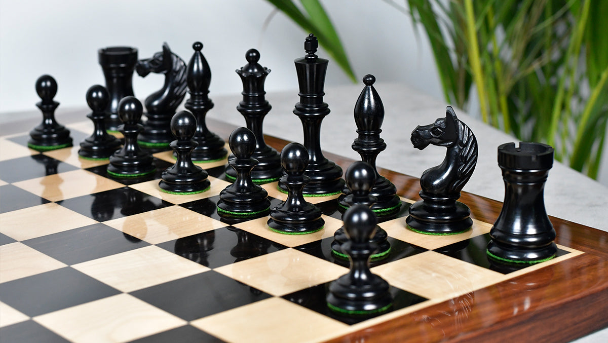 Knight carving detail on the 1935 Botvinnik Flohr Soviet chess pieces in genuine ebony and boxwood