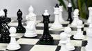 Full 34 piece 1940 Soviet Club chess pieces in genuine ebony and ivory white painted boxwood, Sterling Chess Australia