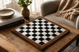 Ebony and maple chess board with a sheesham border, 43cm with 45mm squares