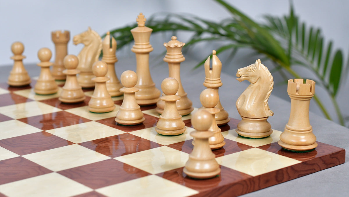 Bud Rosewood wooden chess pieces, 103mm king, Sterling Chess Australia