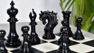 Knight carving detail on the Viking Series chess pieces in ebony and boxwood