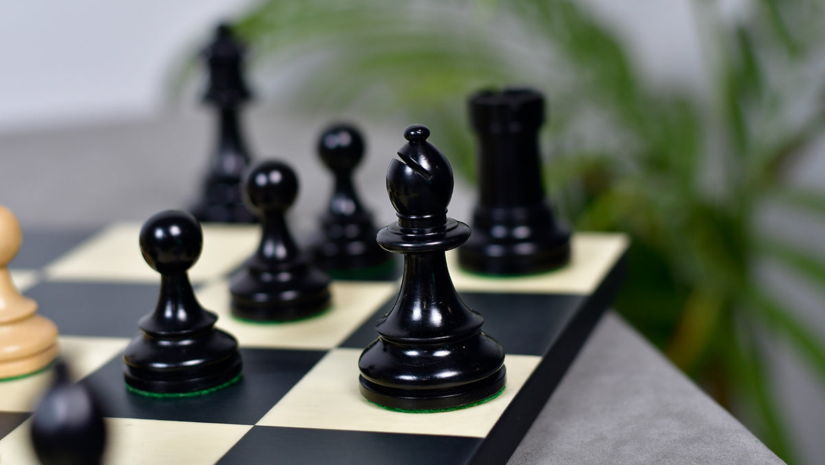 Wooden chess pieces in ebonised boxwood, 1962 Stockholm Interzonal reproduction
