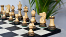 Full 34 piece Parker Staunton Lacquered chess pieces in burnt and natural boxwood, Sterling Chess Australia
