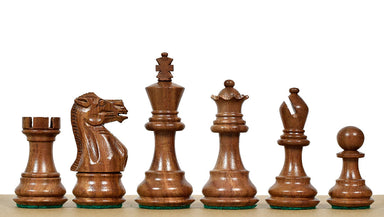 Sheesham and boxwood Staunton chess pieces with a 76mm king, 34 piece set