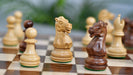 Full 34 piece Laughing Knight chess pieces in sheesham and boxwood, Sterling Chess Australia