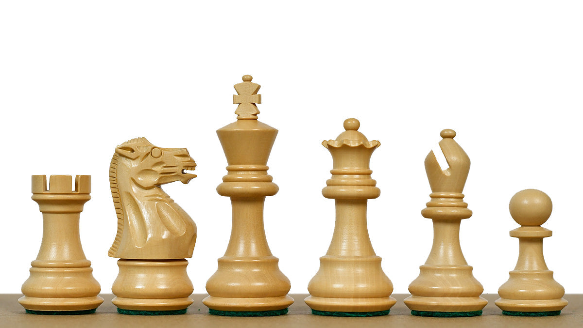 Weighted Staunton chess pieces in sheesham wood, 76mm king height