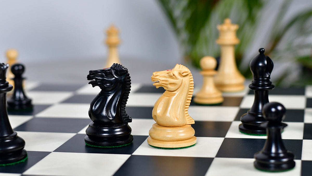 Full 34 piece 1849 Original Staunton Heavy chess pieces in genuine ebony and boxwood, Sterling Chess Australia