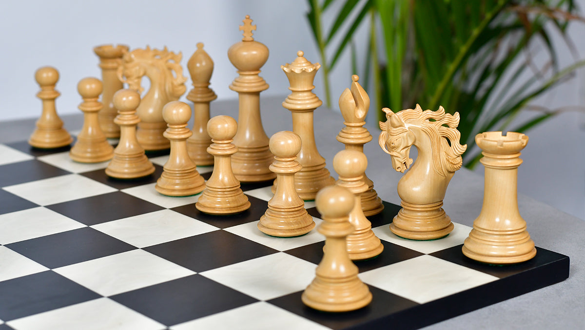 Viking Series wooden chess pieces, 114mm king, Ebony finish