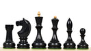 Ebonised and natural boxwood Soviet Leningrad Schoolboy chess pieces, 34 chessmen