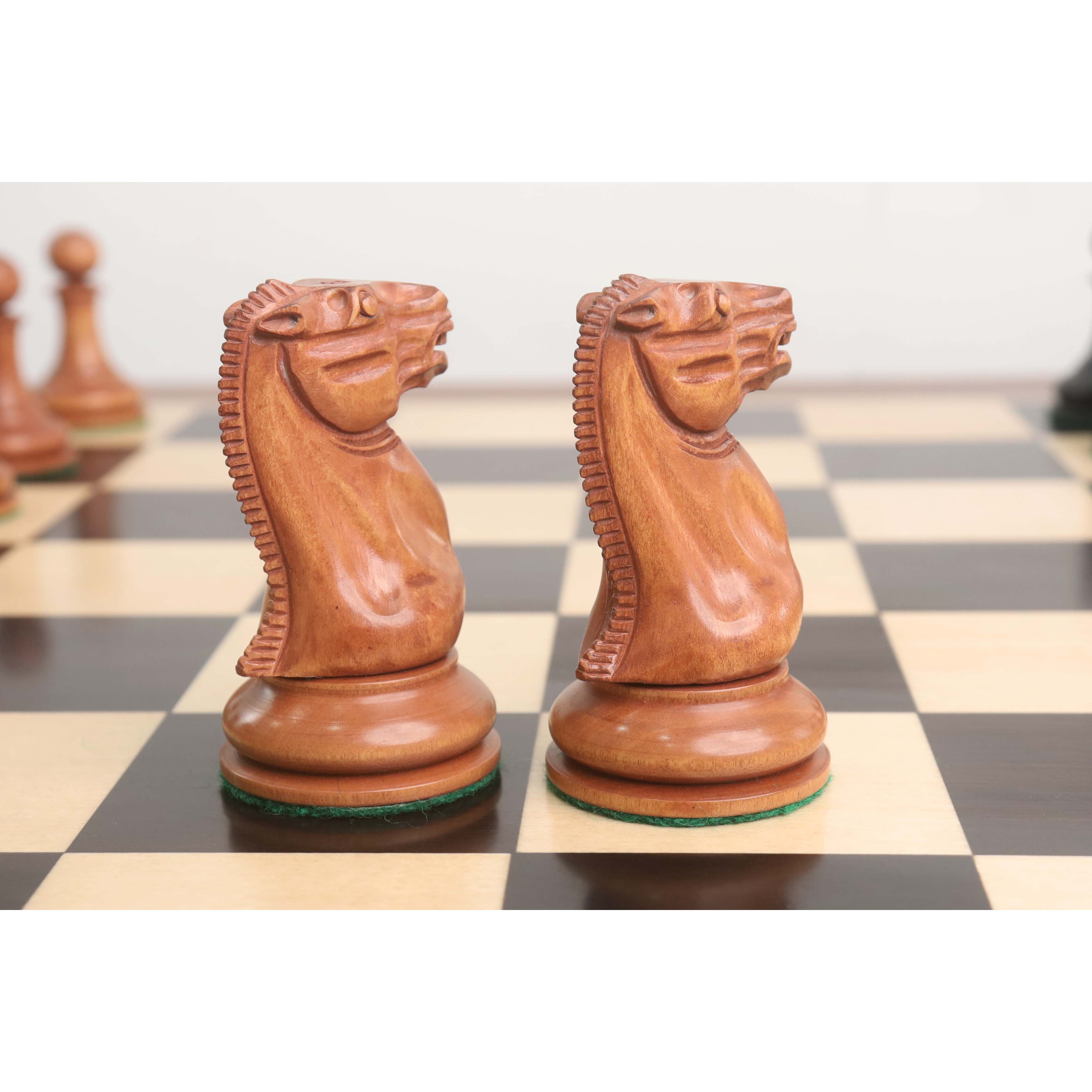A pair of antiqued boxwood 1849 Cooke Type Staunton knights