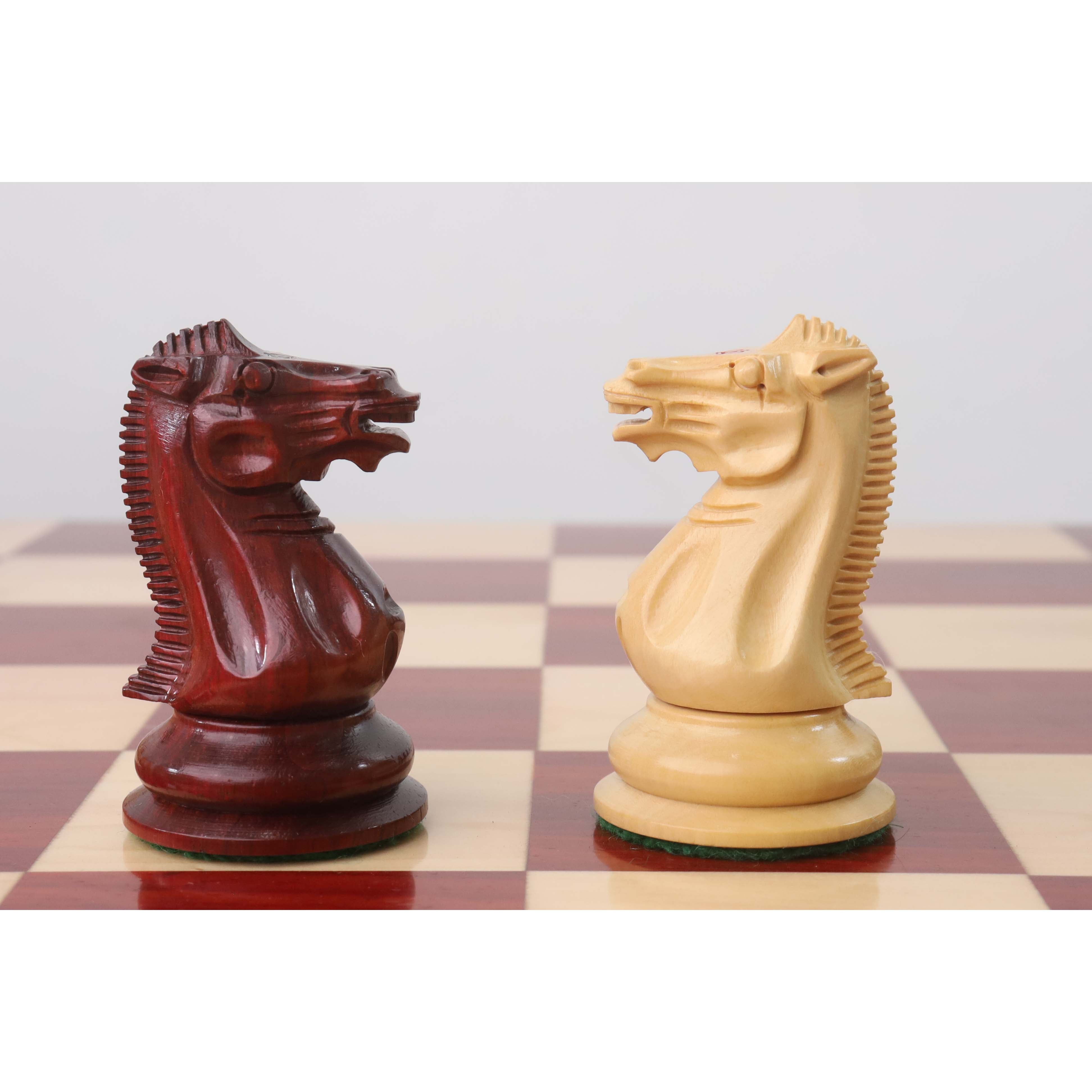 Bud rosewood and boxwood knights compared side by side