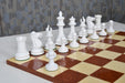 Repro 1849 Staunton chess set with a 48cm red ash burl and maple board