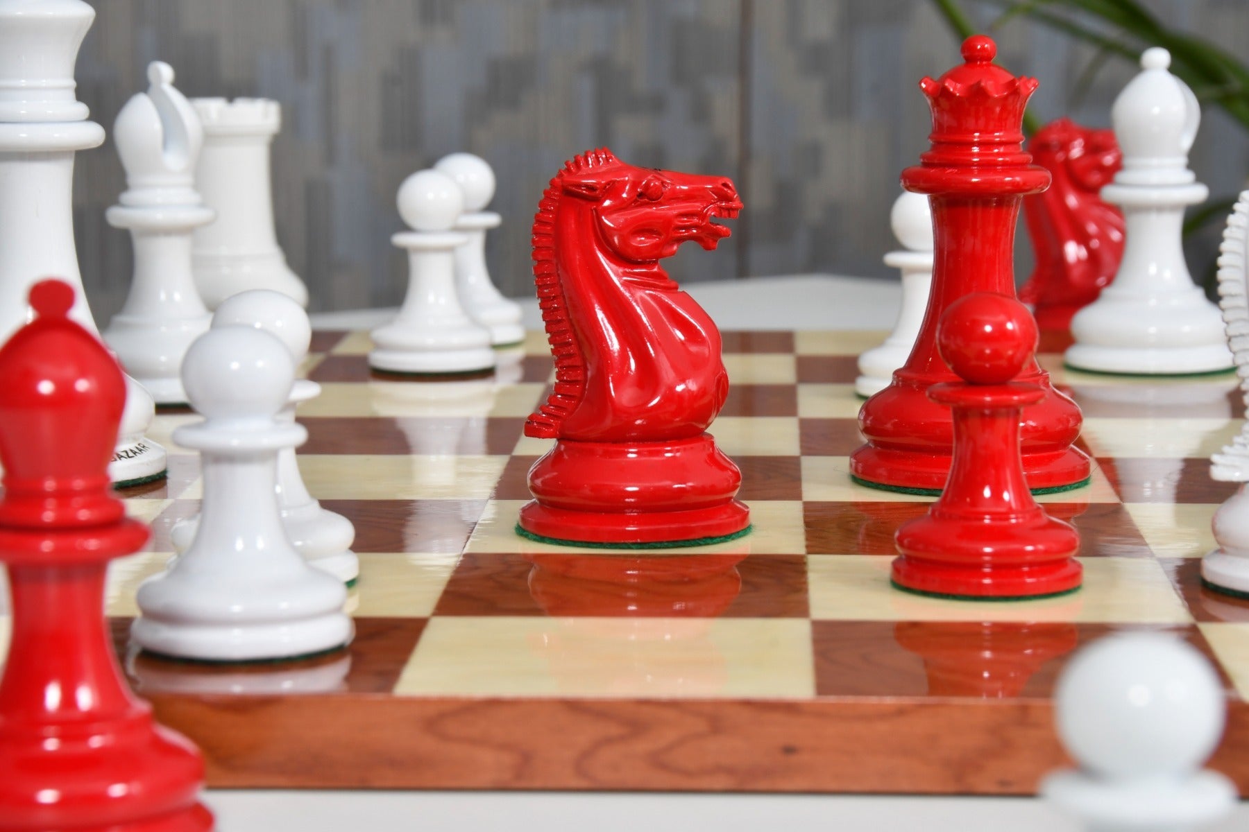 Reproduction 1849 Staunton chess set on 60mm squares, Australia