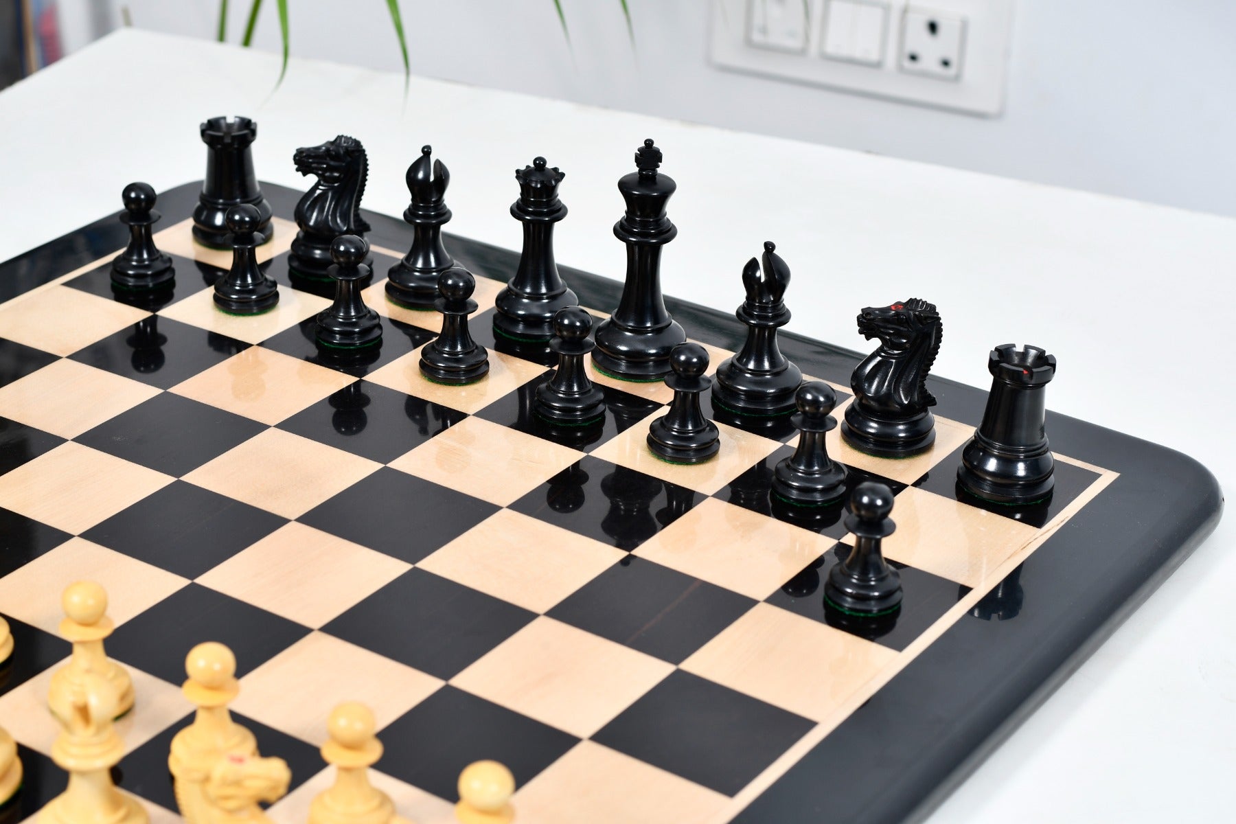 Repro 1849 Original Staunton chess pieces with a 95mm king in genuine ebony