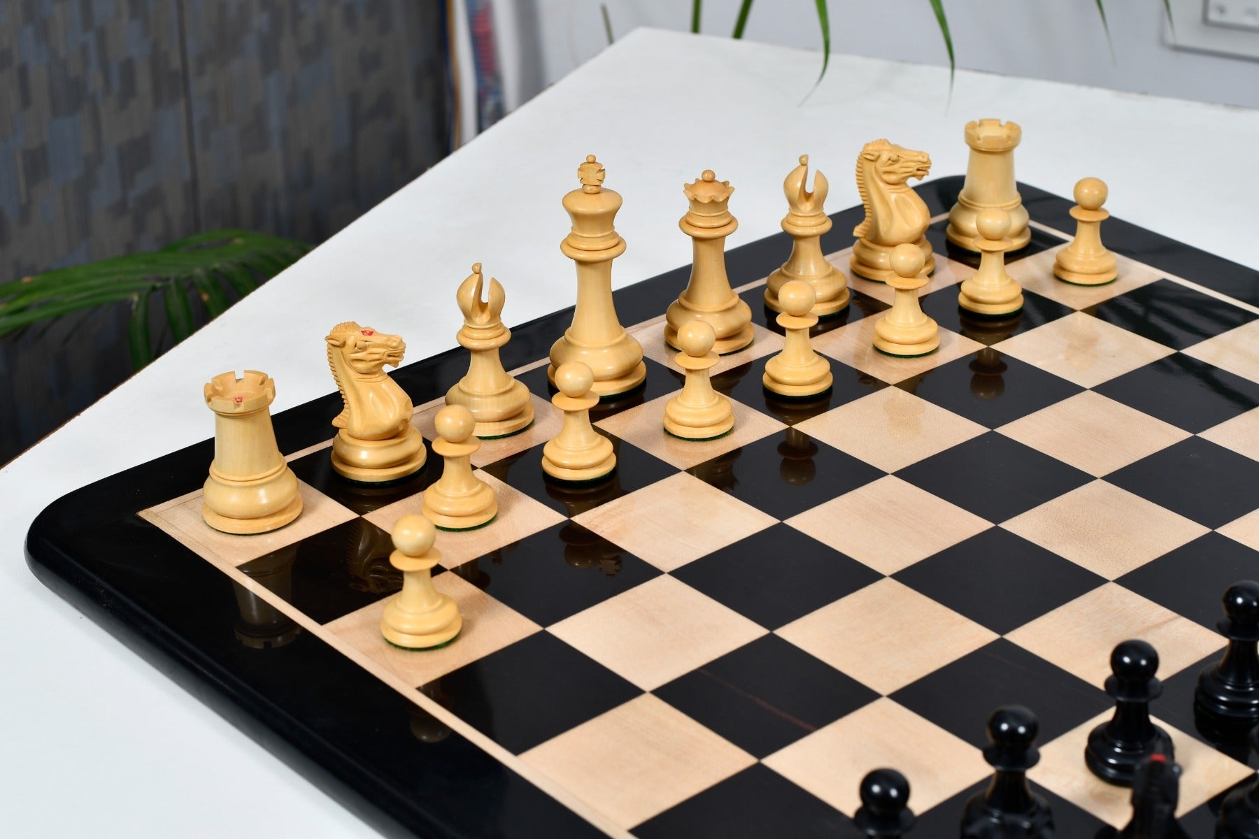 1849 Original Staunton reproduction set with king side stamping in ebony