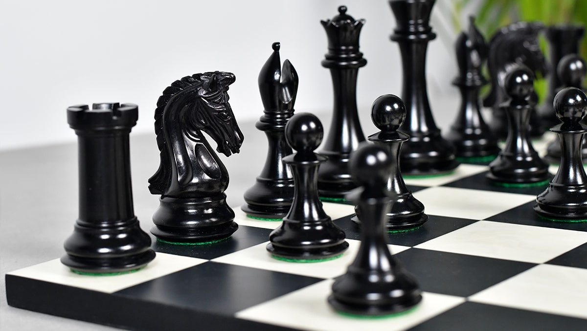 Sterling Chess Luxury Imperial ebony chess pieces, 34 pieces with a 112mm king