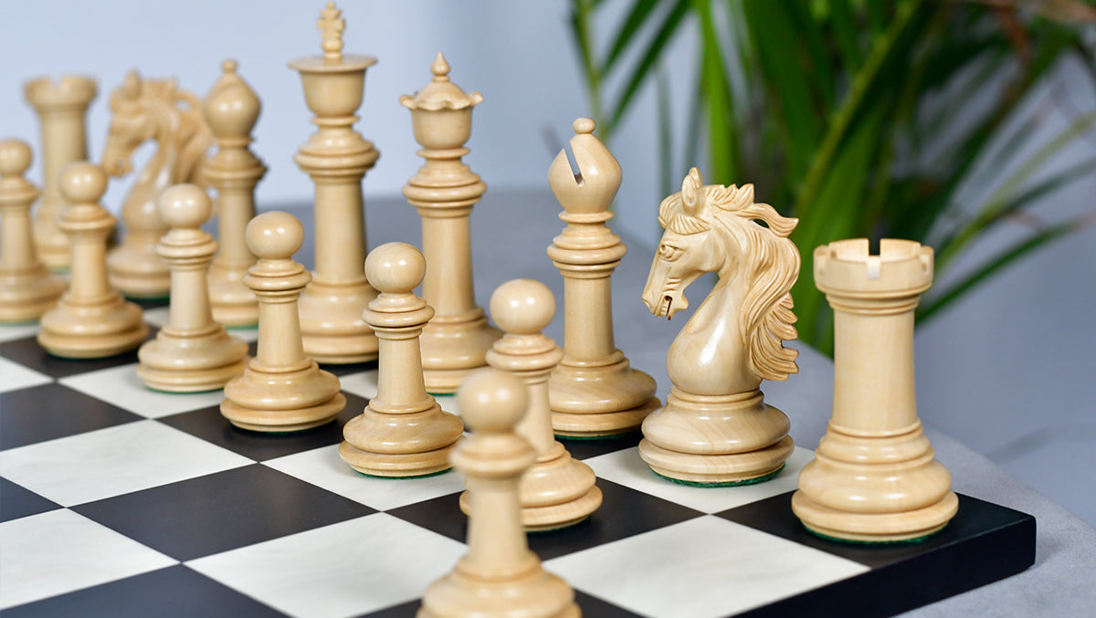 French Warrior Luxury wooden chess pieces, 113mm king, Genuine ebony finish