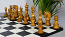 War Admiral luxury Staunton chess pieces, 34 chessmen in ebony and antiqued boxwood